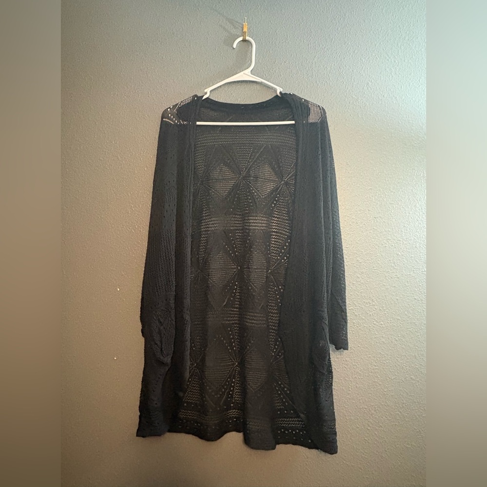 Elegant Black Open-Front Sweater